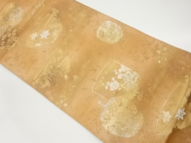 茶器・仕覆に色紙散らし模様織出し袋帯